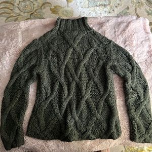 Sundance Cable Knit Mock Neck Sweater Medium